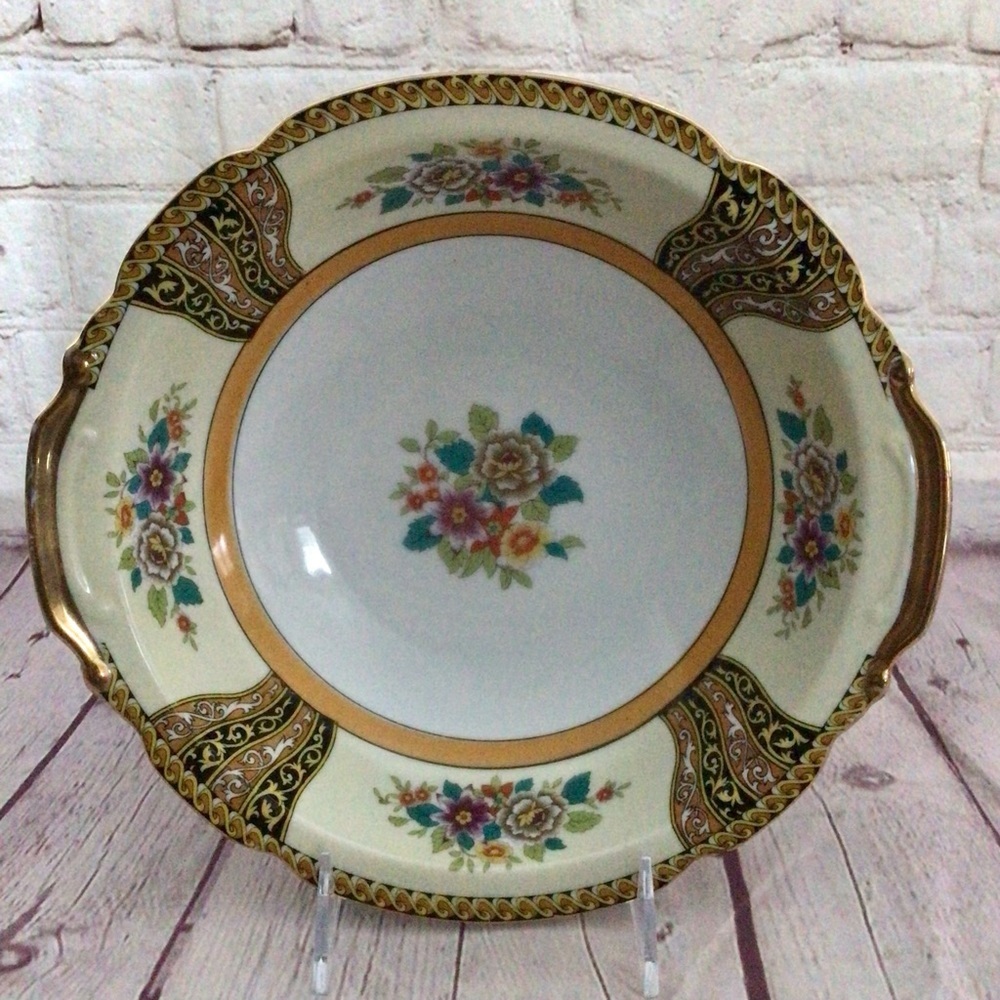 Vintage Noritake Morimura Hand Painted Floral Bowl with Gold Gilt Made in Japan